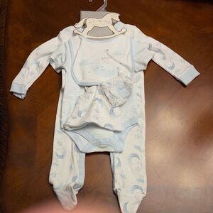 Little Me Light Blue Moon and Stars Footie Set